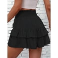 thumbnail image 4 of Women'S High Waist Ruffle Mini Skirt Tiered Short Skirt with Shorts Underneath, 4 of 7