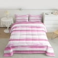 thumbnail image 2 of Homewish Painting Graffiti Bedding Comforter Set,Minimalist Stripes Lines Twin Comforter Sets,Pink White Bedding Set For Girl Boys,Super Cozy Room Decor Reversible,2pcs, 2 of 8