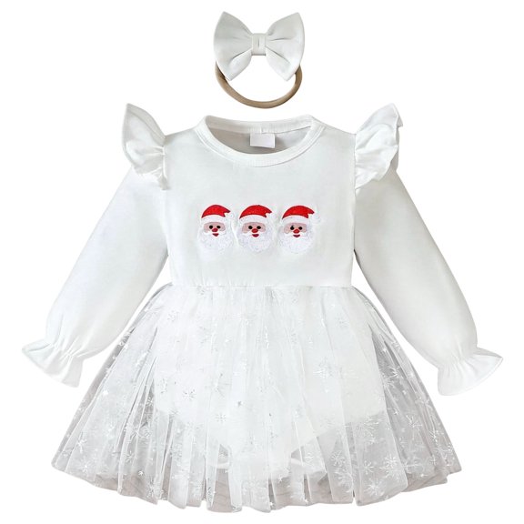 OJSFQUFP Infant Baby Girl Romper Lace Dress Floral Fall Winter Outfits Long Sleeve Clothes with Bow Headband