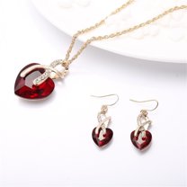 Xinyolin 1 Set Women Necklace Earrings Heart Pendant - Faux Crystal Jewelry Sweet Long Lasting Set for Wedding