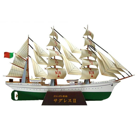 Portugal Sagres II Sail Training Ship Paper Model Set DIY Kit for Nautical Collectors and Enthusiasts