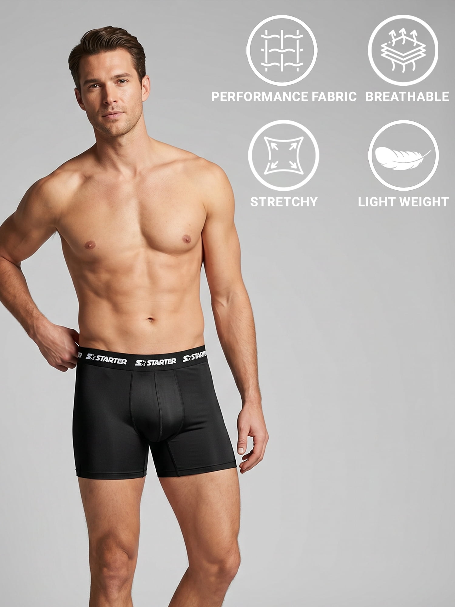 Starter Men’s Active Performance Boxer Briefs, 5-Pack, Sizes S-XL