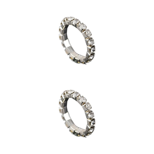 QualitChoice Bague Incrustée Exquise en Alliage Durable avec Diamants Scintillants Argent à la Mode 1 Rangée 2Set