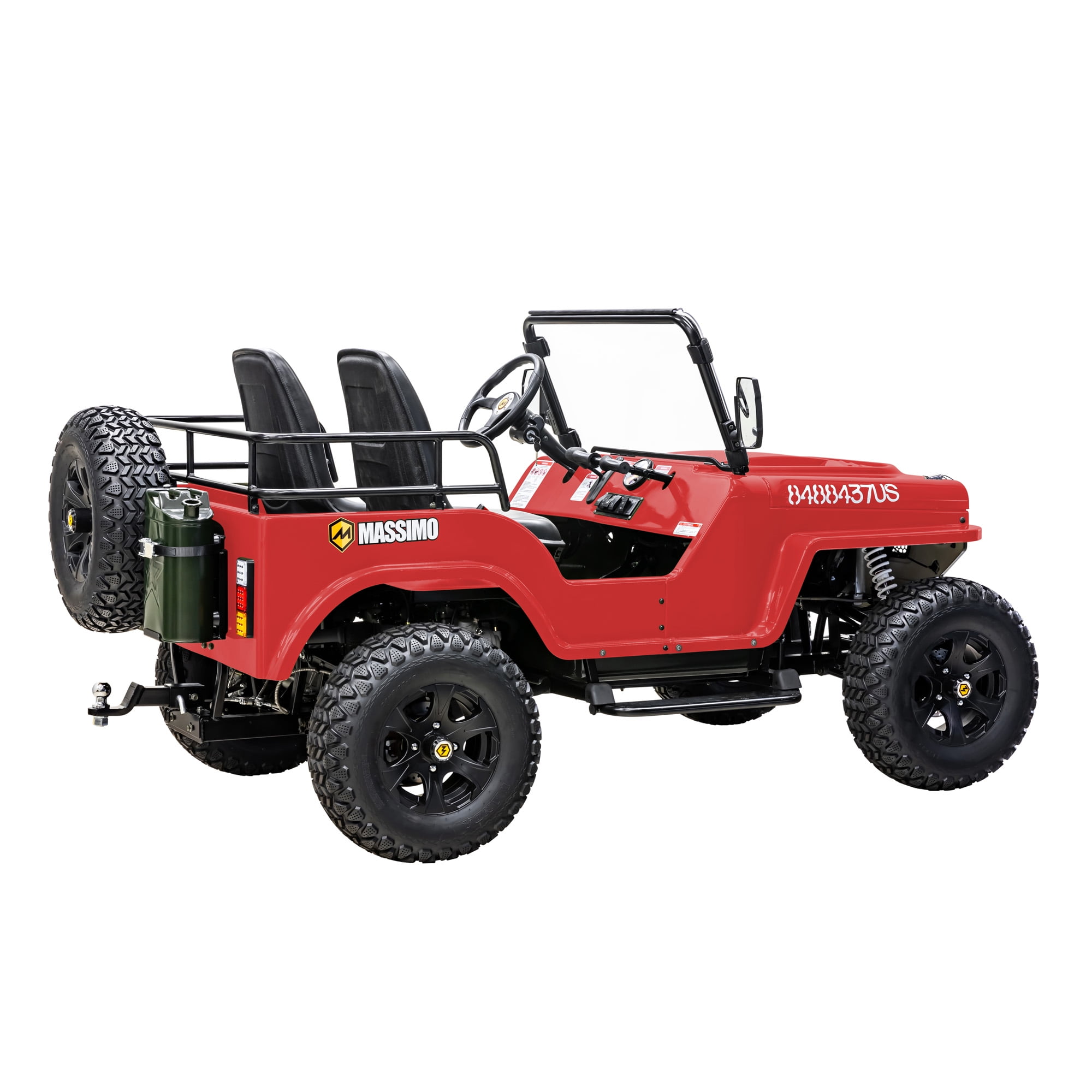 Massimo GKD350 Gas Go Kart – 300cc 18HP 4-Stroke Automatic, 2-Seater Military Style – Red