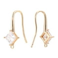 thumbnail image 2 of 30 pc Brass Earring Hook Ear Wire with Vertical Loop Cubic Zirconia Clear Nickel Free Real 18K golden Plated 24x9mm Hole: 1.2mm 18 Gauge Pin: 1mm, 2 of 3