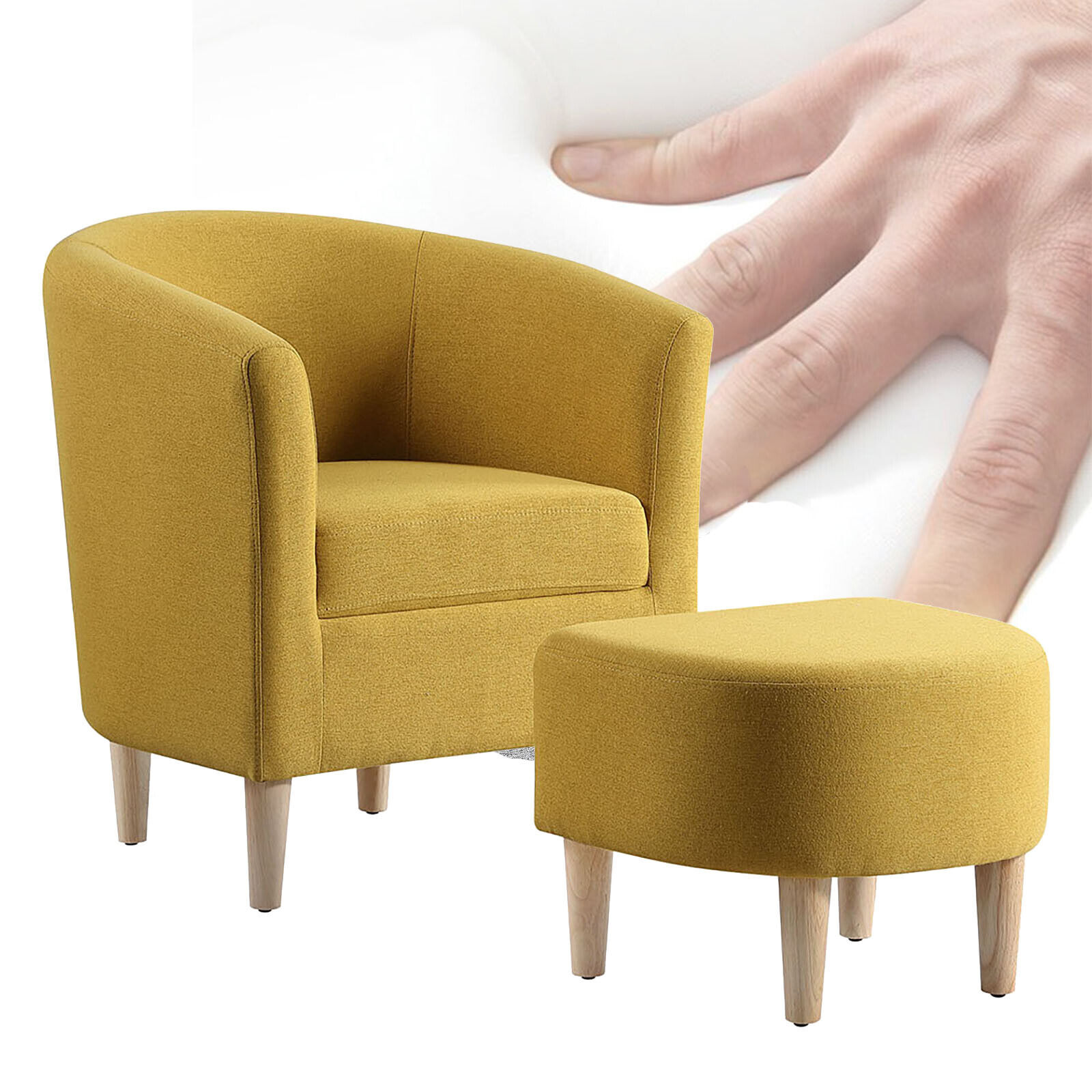 Modern Accent Armchair Upholstered Club Chair W/ Ottoman Single Sofa Fabric Living Room