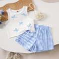 thumbnail image 2 of KPOPLK Toddler Girl Clothes Infant Summer Outfits Baby Ruffle Tank Top Loose Short Sleeveless Kid Baby Girls' Clothing(3-4 Years,Sky Blue), 2 of 8