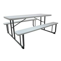 Rectangle Picnic Table, White, Plastic, 72-1/8 in L, 29 5/8 in H Overall Solid