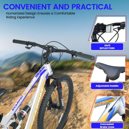 Raistyw 26" Mountain Bike for Adults, 21-Speed Adult MTB with Disc Brakes, High-Strength Steel Frame, All-Terrain Off-Road Bicycle for Men and Women, Grey