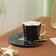 thumbnail image 1 of Taza de té y platillo con posavasos de cerámica BLESIY para capuch Azul oscuro, 1 of 8