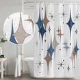 thumbnail image 4 of Blue Brown Diamond Shower Curtain, Waterproof Shower Curtains for Bathroom, Modern Geometric Middle Century Washable Fabric Bathtub Curtain Set Bath Decor with 12 Hooks Stall 36"x72", 4 of 6