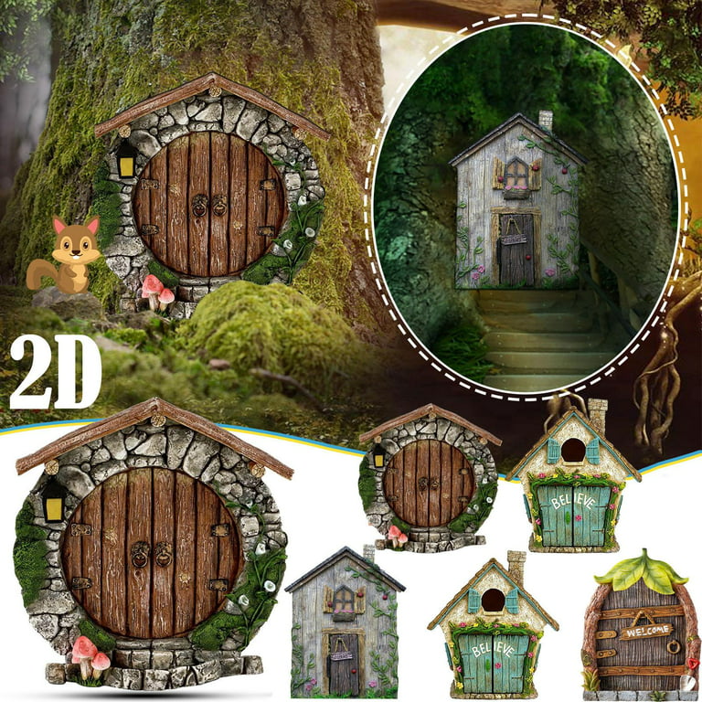 Miniature Fairy Door Hobbit Pixie Elf Tree Garden Gnome Ornament Home Decor  FAST J3X6 