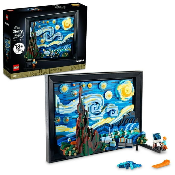 LEGO Ideas Vincent Van Gogh The Starry Night - 3D Puzzle Building Set for Adults, Ages 18+ - Beautifully Detailed Home Wall Art Decor - Unique Gift Idea for Art Fans - 21333, Includes 2316 Pieces, Ages 18+
