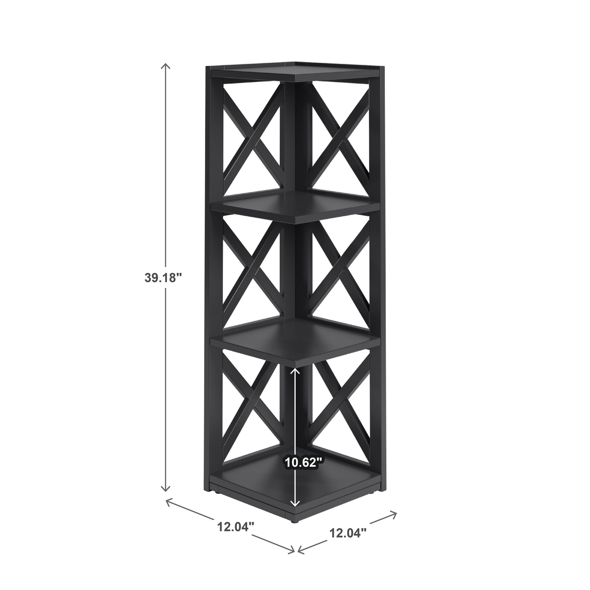 Weston Home Rebecca Wood 3-Shelf Corner Bookcase, Black