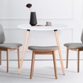 thumbnail image 2 of Round Dining Table,Elegant Coffee Table with Beech Wood Legs,for Dining Table,Lining Room,White, 2 of 5