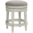 thumbnail image 2 of 55 Downing Street Oliver Wood Swivel Bar Stool Distressed White 24 1/2" High Traditional Pewter Round Cushion with Footrest for Kitchen Counter Island, 2 of 9