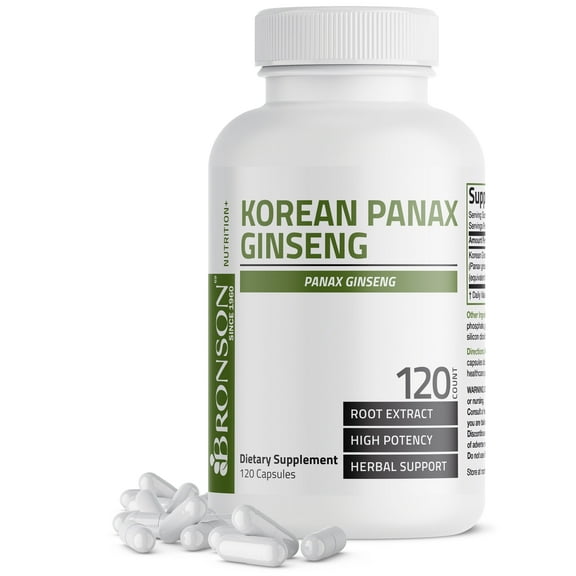Bronson Korean Panax Ginseng 1000 mg Supports Energy, Endurance & Vitality Memory and Mental Performance, 120 Capsules