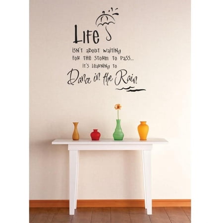 Do It Yourself Wall Decal Sticker Life Isnt About Waiting For The Storm To Pass… Its Learning To Dance In The Rain Quote Mural 16×16