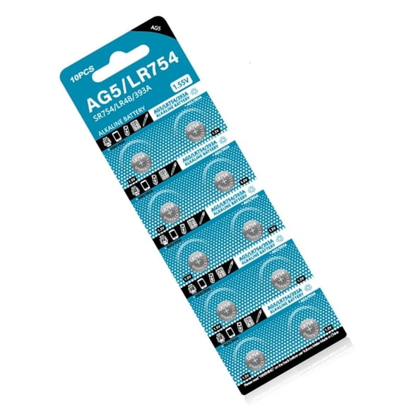 Osdhezcn 10Pcs LR754 Watch Batteries AG5 Button Cell Battery 1.55V SR754 546 RW28