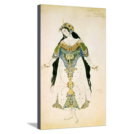 The Tsarevna, Costume Design for the Ballets Russes Production of Stravinsky's the Firebird, 1910 Stretched Canvas Print Wall Art By Leon Bakst