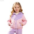 thumbnail image 2 of Liyamei Kids Lightweight Hooded Patchwork Jacket with Zipper for Fall Windproof Wear Size 2-3 Years, 2 of 7