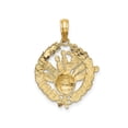 thumbnail image 4 of 10K Yellow Gold Bowling Ball & Pins Leaf Circle Charm Pendant, Polished, 18.2 mm, 4 of 6