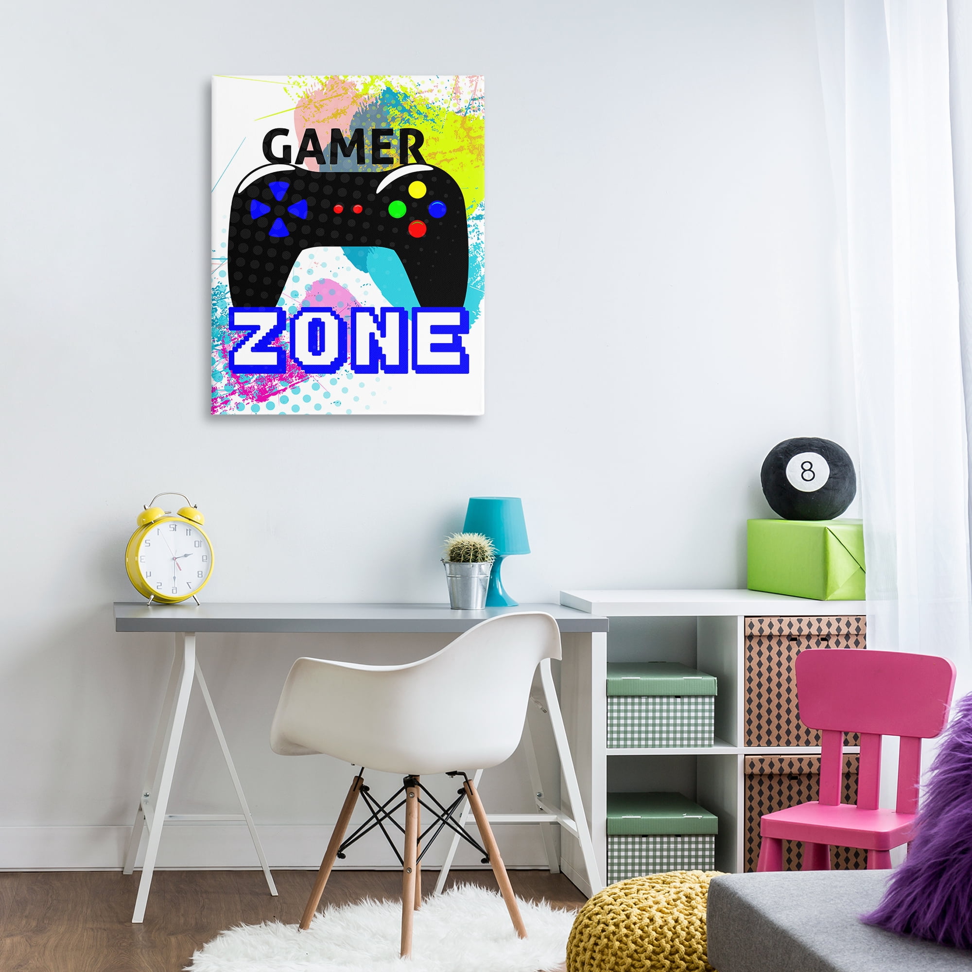 Stupell Industries Gamer Zone & Controller Typography Painting Gallery Wrapped Canvas Art Print Wall Art, 30 x 40