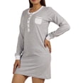 thumbnail image 6 of Moomaya Womens Solid Nightshirt Full Sleeve Sleepwear Nightgown W/ Patch Pocket, 6 of 8
