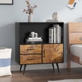 thumbnail image 2 of Furmax Accent Cabinet with Door & 2 Drawers, Floor Storage Cabinet with Shelf for Living Room, Bedroom, Home Office, Rustic Brown, 2 of 9