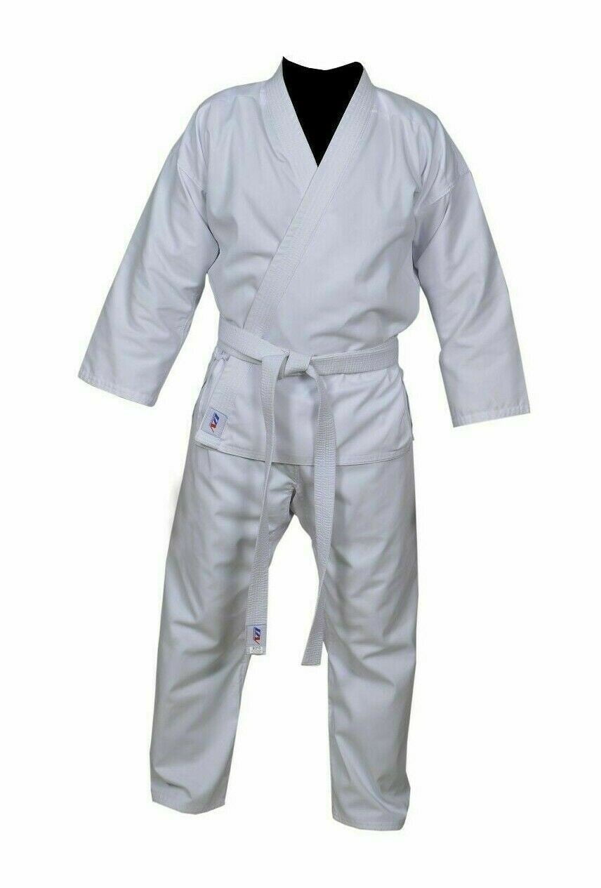 Martial Arts MMA.0/130 NEW Karate Uniform White Gi Adult Kids w/White belt 