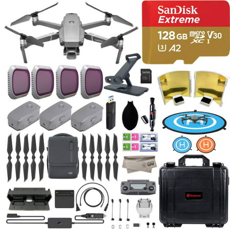 DJI Mavic 2 Pro Drone Quadcopter, Fly More Combo Kit, Hasselblad Camera, with 3 Batteries, PGY HD Filters and Pad Holder, 128GB Extreme Micro SD, Landing Pad, Signal Booster, Extra Hard Carrying (Best Price Dji Spark Fly More)