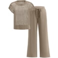 thumbnail image 1 of Outfit ANRABESS, suéter para mujer, pantalones anchos, color marrón claro, 1 of 9