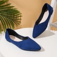 thumbnail image 3 of Womens Ballet Flat Shoes Pointed Toe Slip on Casual Dressy Shoes Solid Color Suede Comfy Arch Support Orthopedic Walking Shoes Blue Size 6.5, 3 of 6