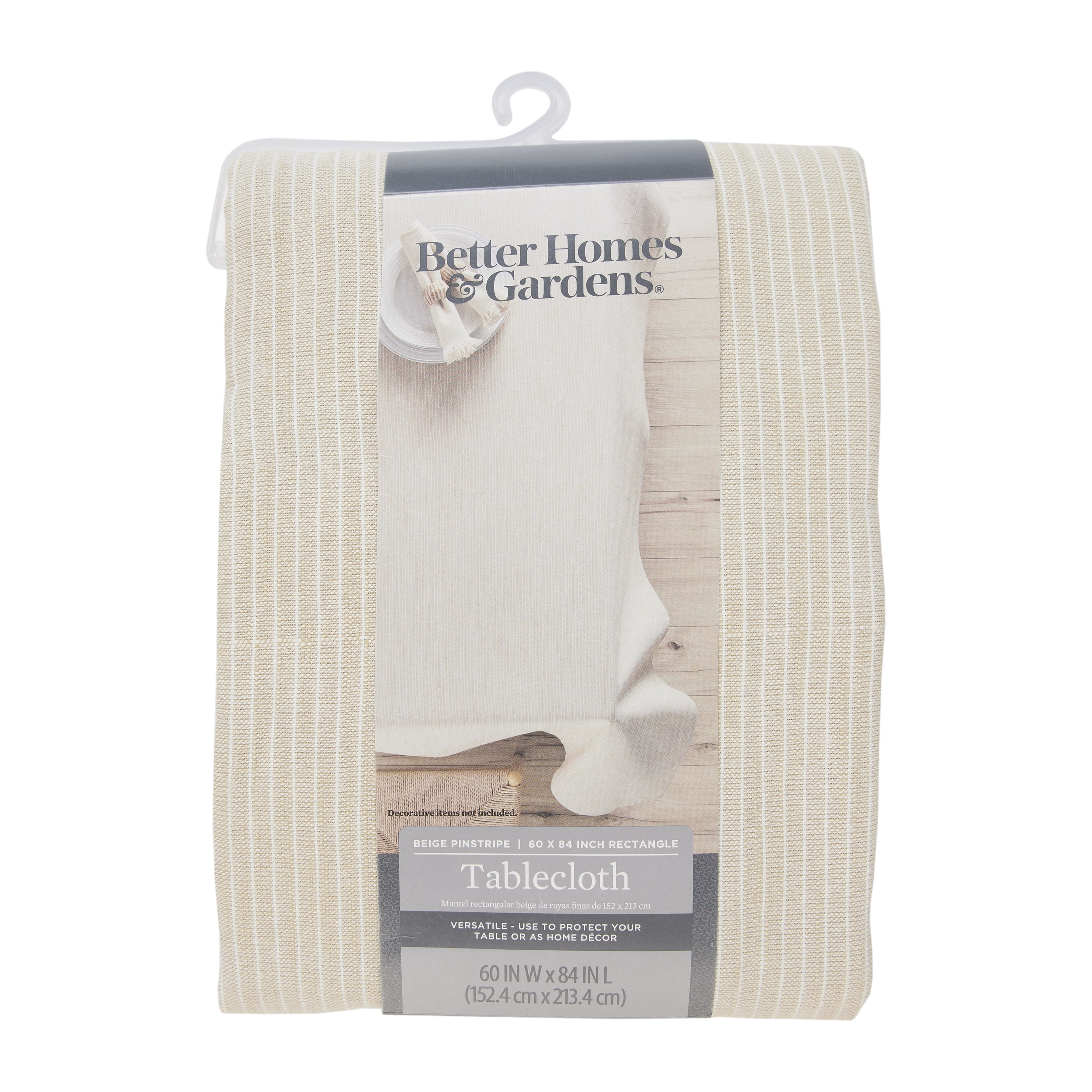 (4 pack) Better Homes & Gardens Vanilla Dream Pinstripe Cotton Tablecloth 70" Round