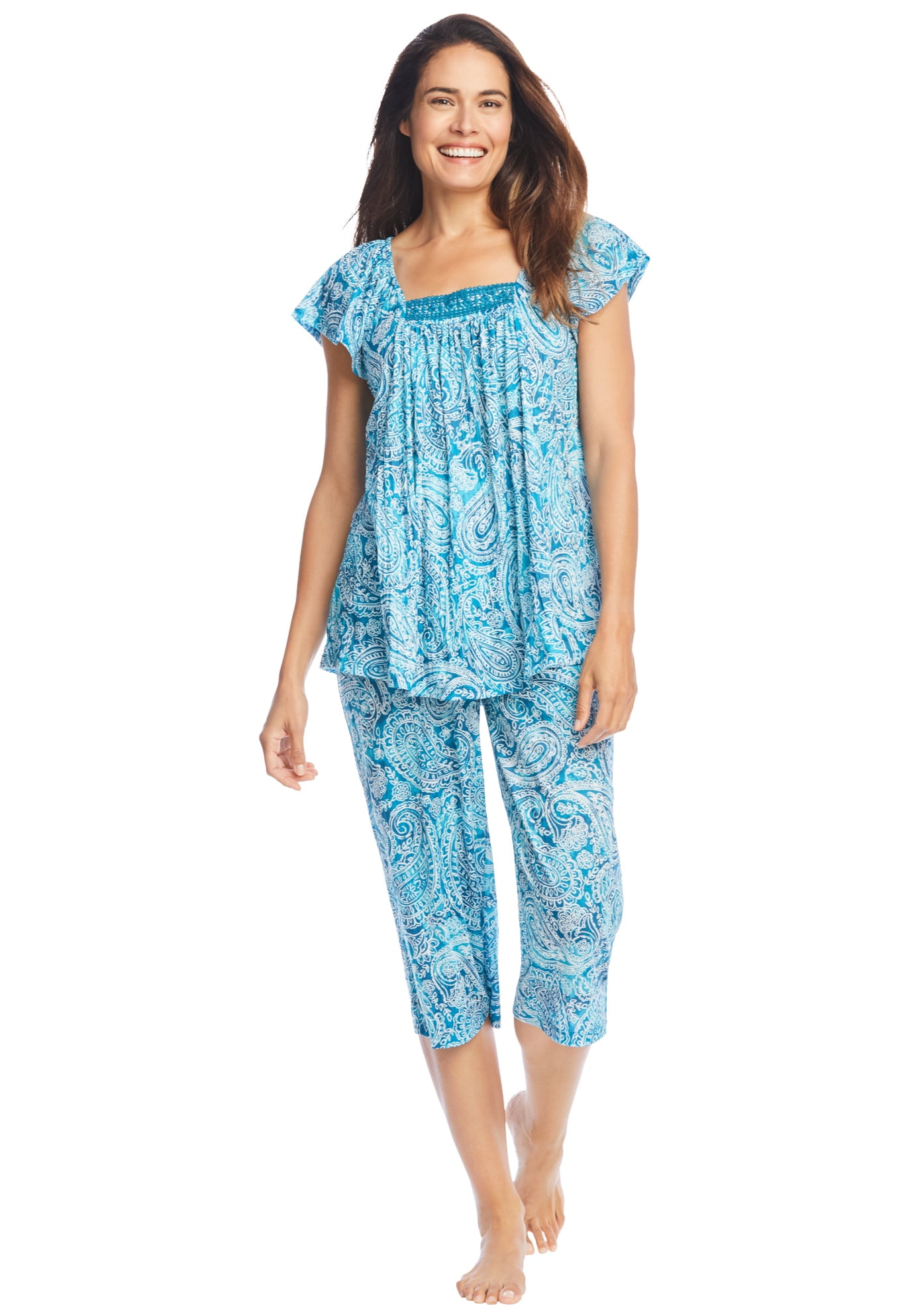 Dreams & Co. Women's Plus Size Gauze Capri Pj Set