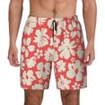 thumbnail image 2 of Picia Beige Flowers pattern Mens Swim Trunks with Compression Liner Stretch Beach Shorts Quick Dry with Zipper Pockets No-Chafing Board Shorts-Small, 2 of 9