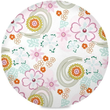 

Hyjoy Colourful Flowers Round Placemats Set of 1 Table Mats for Kitchen Washable Non-Slip Place Mats Heat Resistant Place Mats for Kitchen Dining Table Decoration