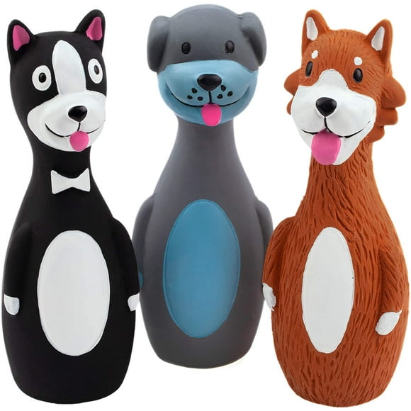 Biwat-Chiwava 3 Pack 5.7 Inch Squeaky Latex Dog Toys Standing Stick Dog Dog Toy Puppy Fetch Interactive Play for Small Dogs