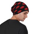 thumbnail image 4 of Xecao Red Beautiful Lips Print Beanie Knitted Hat for Men Women, Winter Fashion Knit Cuffed Caps Unisex, 4 of 7