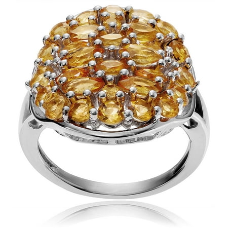Brinley Co. Women's Citrine Rhodium-Plated Sterling Silver Cluster Fashion Ring