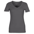 thumbnail image 3 of Girls Short Sleeve T-shirt Summer Ribbed T Shirt V-Neck Fitted Casual Basic Tee Kids Junior Cotton Tee Tops Spring Summer Fall Casual Streetwear,Dark Gray,XXL, 3 of 8