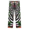 thumbnail image 4 of Zebra Tropical Flowers Vibrant Print Winter Female Pants Flannel High Waist Women Pants Lady Warm Straight Leg Plush Trousers, 4 of 7