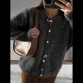 thumbnail image 4 of Suéteres Tipo Cárdigan con Botones para Mujer, de Larga, Cuello Redondo, de Punto Suave y Holgado, para Otoño. Gris Oscuro L, 4 of 8
