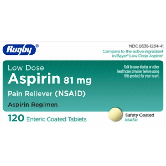 Rugby Low Dose Aspirin Heart Regimen 81mg 120 Tabs