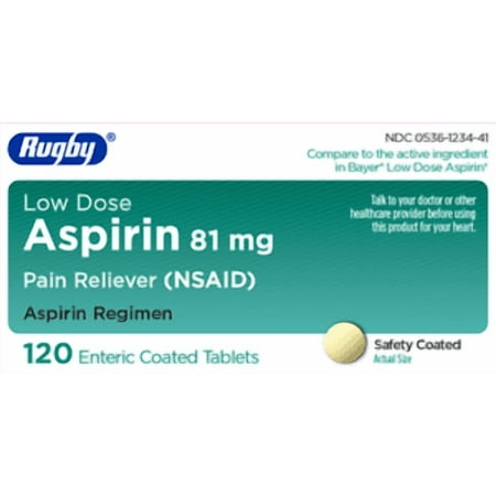 Rugby Low Dose Aspirin Heart regimen 81mg 120 Tabs