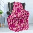 thumbnail image 4 of Women's Day Soft Flannel Fleece Blanket, Pattern of Circular Lady Portraits Symbolic 8 of March Design, Cozy Plush for Indoor and Outdoor Use, 50" x 60", Magenta Baby Pink and Peach, by Ambesonne, 4 of 5