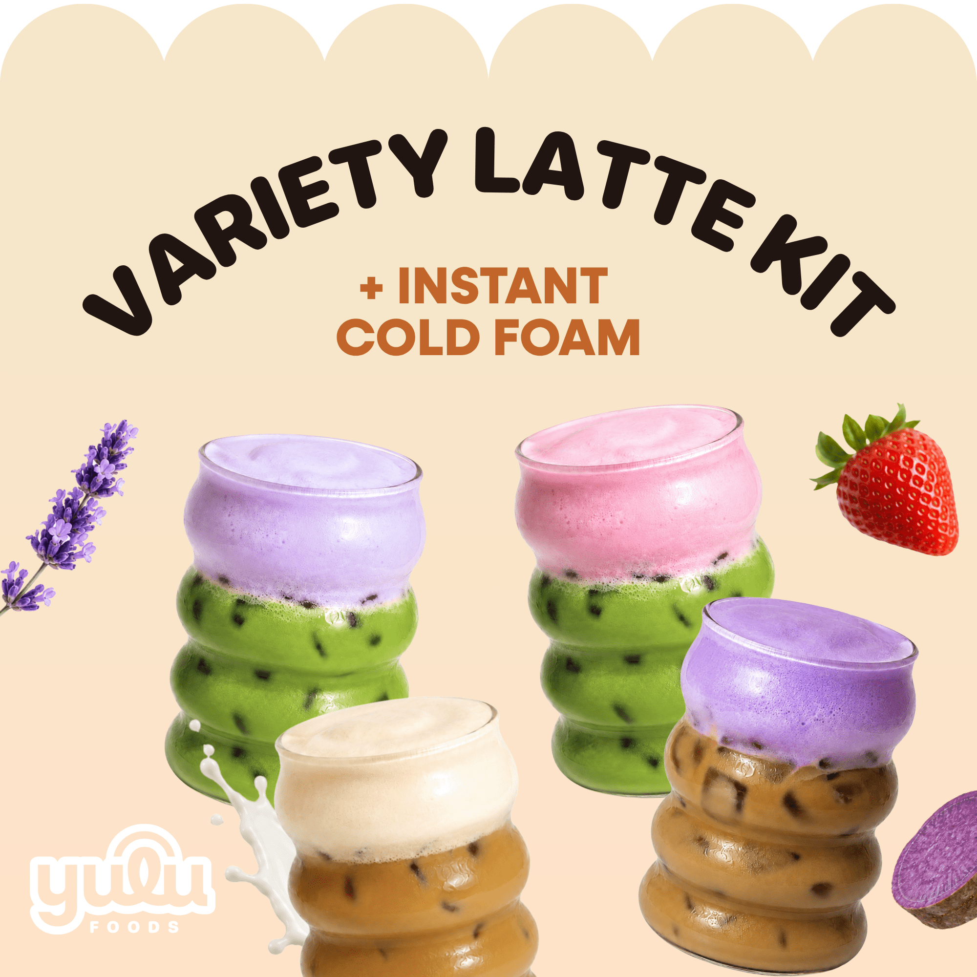 Instant Cold Foam Latte Kit - Variety Starter Pack 10 DRINKS NET WT 16.93 oz (480g)