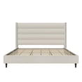 thumbnail image 3 of Novogratz Louis Upholstered Bed Frame with High Tufted Headboard, King, Textured Ivory Canvas, 3 of 25