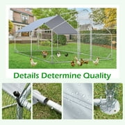 YODOLLA Chicken Coop Run Chicken Playpen 130 Sq.Ft Large Walk-in Metal Chicken Cage with Chain Link Fence