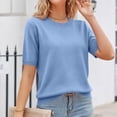thumbnail image 7 of Resicozy Womens Short Sleeve Sweaters Cropped Crewneck Business Casual Lightweight Sweater Tops 2026 Spring Summer Sweaters Blue XL, 7 of 7